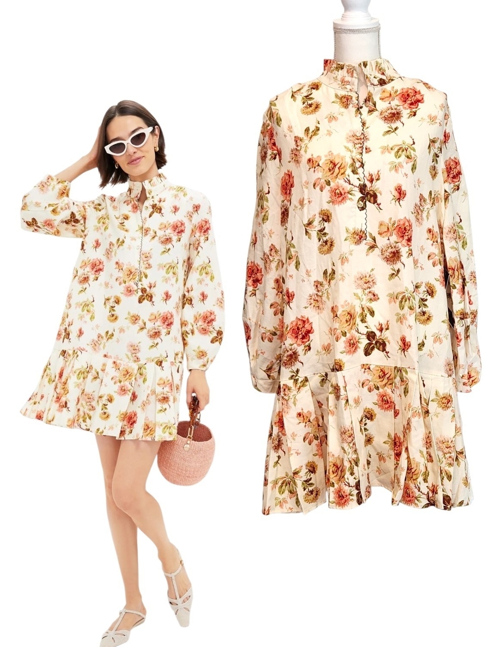 NWT Tuckernuck Romantic Floral Tate Dress Garden Party Linen Blend Women's  XL
